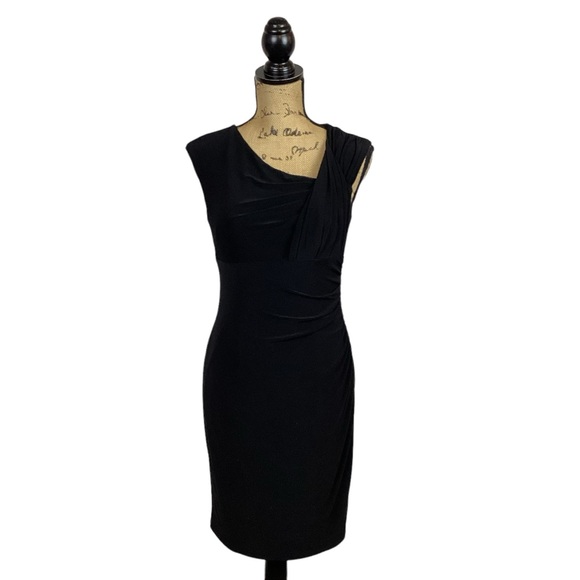 LAUREN Ralph Lauren Sleeveless Asymetric Knit Dress Black - Picture 1 of 9